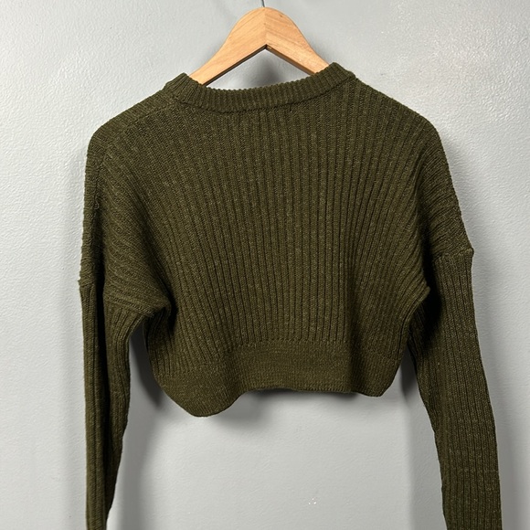 URBAN OUTFITTERS Green Cribbed Cropped Sweater Sz XP TP - Picture 11 of 15